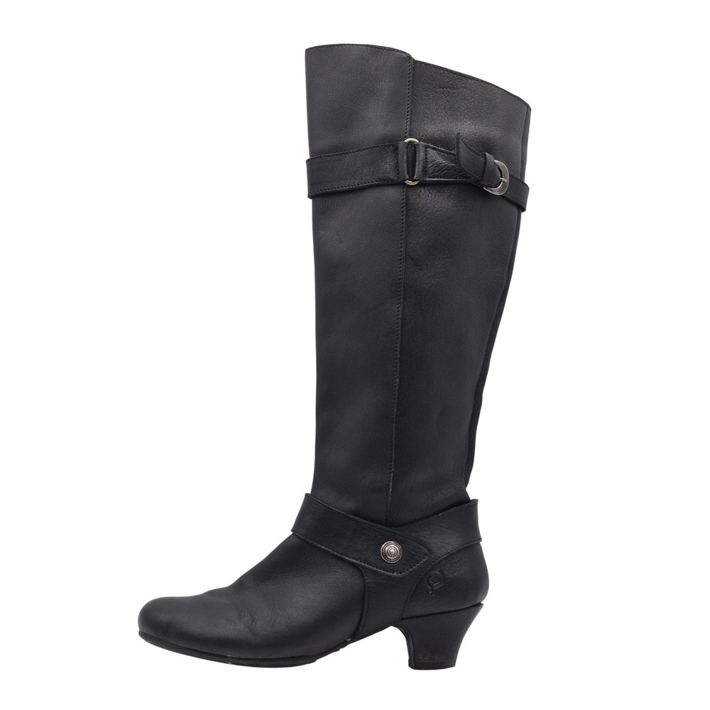 Born Leather Boots‎ Womens Size 9.5 Black Knee High Side Zip Riding Comfort